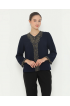 Lyne halim - Blouse Bordir Swirl, Dark Blue BLO-3368