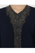 Lyne halim - Blouse Bordir Swirl, Dark Blue BLO-3368