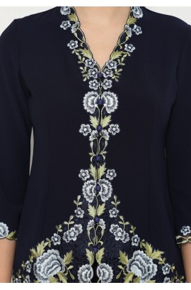 Lyne Halim - Blouse Bordir Aplikasi Dark Blue , BLO8190